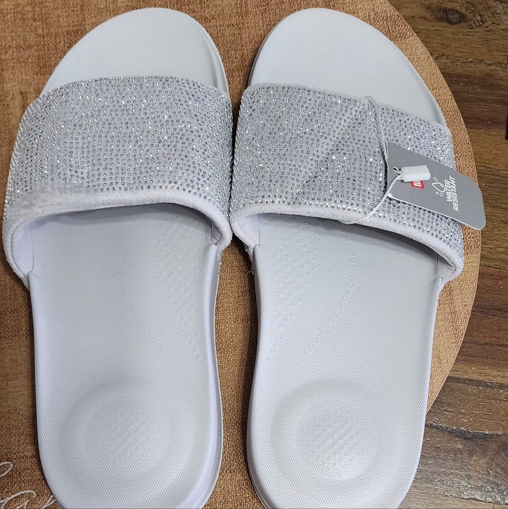 Fitflop Sparkling Silver Slide Sandals